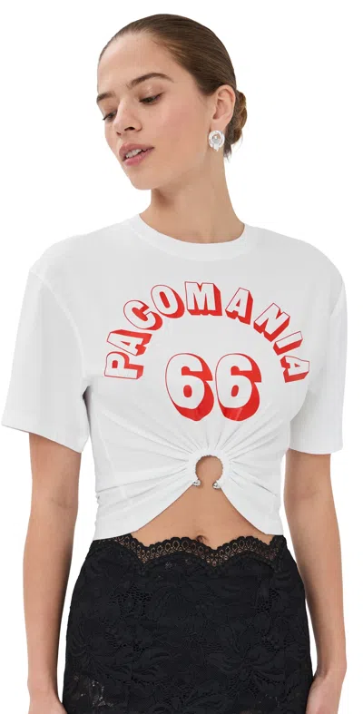 Rabanne Printed Cropped Cotton-blend T-shirt In White