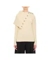 Rabanne Oversize Collar With Buttons Turtleneck In Off White In Nude