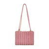Rabanne Textured Calfskin Pink Shoulder Bag With Scalloped Edges