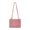 Rabanne Textured Calfskin Pink Shoulder Bag With Scalloped Edges