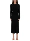 Rabanne Chain Collar Long-sleeve Wool-cashmere Midi Sweater Dress In Black