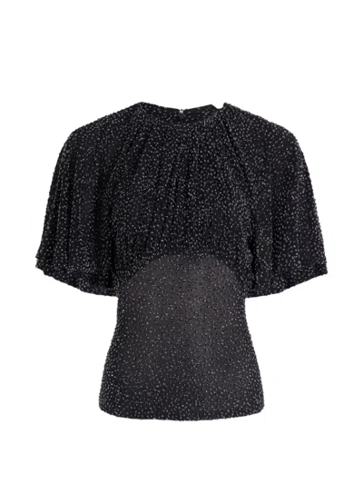 Rabanne Textured Ruched Blouse In Black