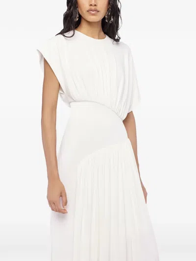 Rabanne Asymmetric Draped Stretch-crepe Midi Dress In White