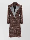 Rabanne Textured Wool Coat Belted Waist In Brown