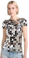 Rabanne The Iconic Silver Sparkle Discs Top Silver In Silver