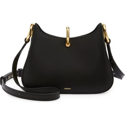 Rabanne The Small Ring Leather Shoulder Bag In Black