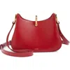 Rabanne The Small Ring Leather Shoulder Bag In Red