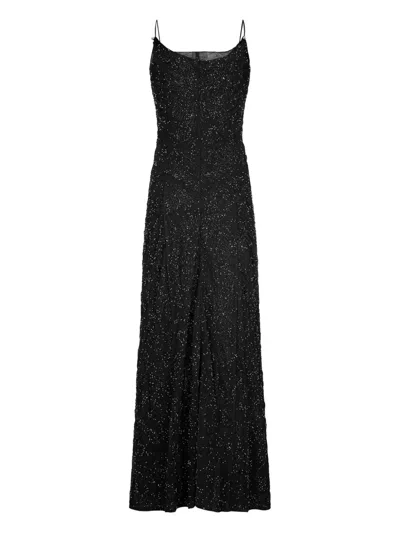 Rabanne Thin Straps Pearl Embroidery Dress In Black