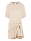 Rabanne Tie Detail Ruffle Dress In P270 Skin Nude