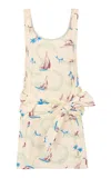 Rabanne Tie-detailed Cotton Mini Dress In Multi