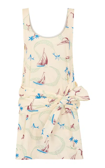 Rabanne Tie-detailed Cotton Mini Dress In Multi