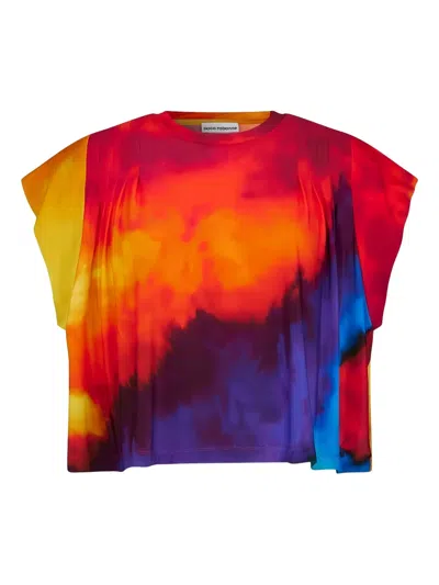 Rabanne Tie-dye Pleated T-shirt In Multi