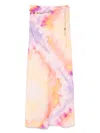 Rabanne Chainmail-embellished Tie-dyed Satin Maxi Skirt In Purple
