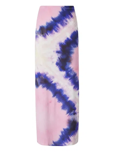 Rabanne Tie-dyed Stretch-crepe Maxi Skirt In Pink