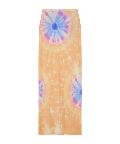 Rabanne Tie-dye Stretch Knit Midi Skirt In Brown