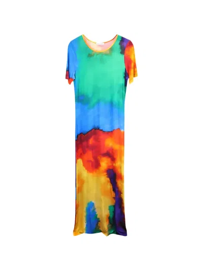 Pre-owned Rabanne Tie-dyed Maxi Dress In Blue