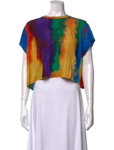 Pre-owned Rabanne Tie-dye Print Crew Neck Crop Top In Yellow