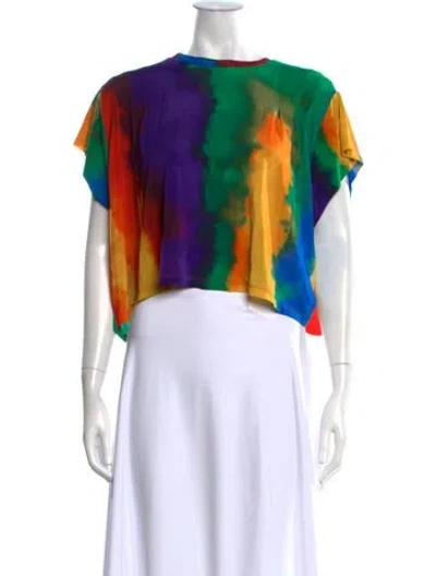 Pre-owned Rabanne Tie-dye Print Crew Neck Top In Multicolor