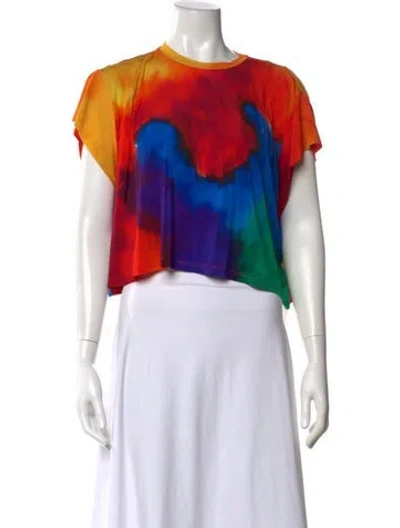 Pre-owned Rabanne Tie-dye Print Crew Neck T-shirt In Orange