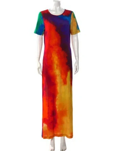 Pre-owned Rabanne Tie-dye Print Long Dress In Orange