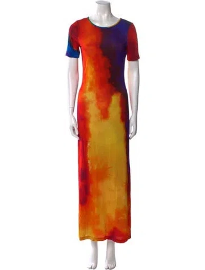 Pre-owned Rabanne Tie-dye Print Long Dress In Orange