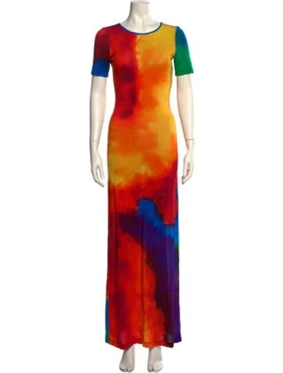 Pre-owned Rabanne Tie-dye Print Long Dress In Orange