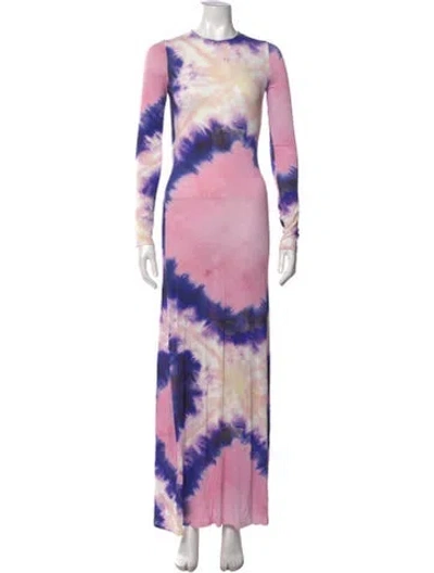 Pre-owned Rabanne Tie-dye Print Long Dress In Pink