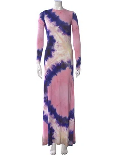 Pre-owned Rabanne Tie-dye Print Long Dress In Pink