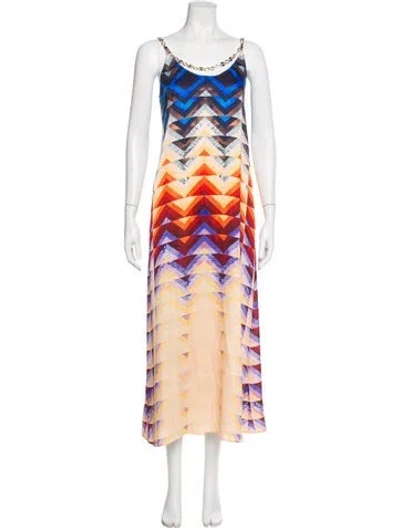 Pre-owned Rabanne Tie-dye Print Long Dress In Yellow