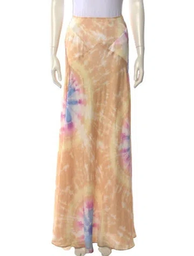 Pre-owned Rabanne Tie-dye Print Long Skirt In Orange
