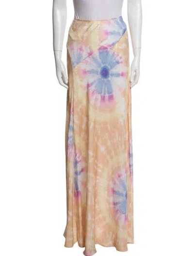 Pre-owned Rabanne Tie-dye Print Long Skirt In Yellow