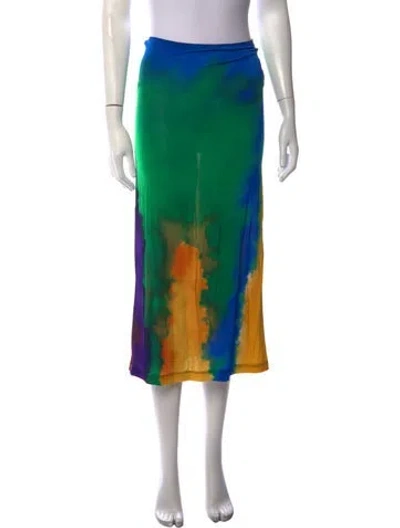 Pre-owned Rabanne Tie-dye Print Midi Length Skirt In Green