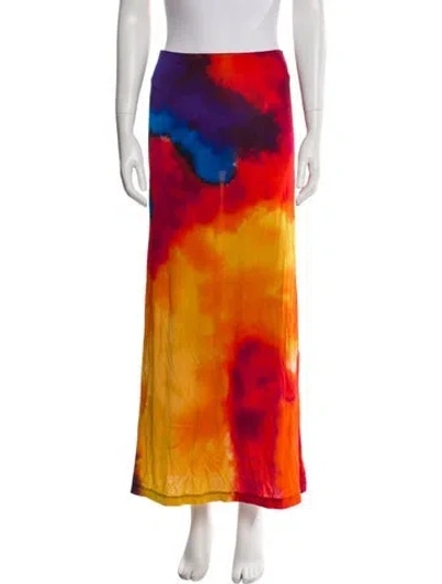Pre-owned Rabanne Tie-dye Print Midi Length Skirt In Red