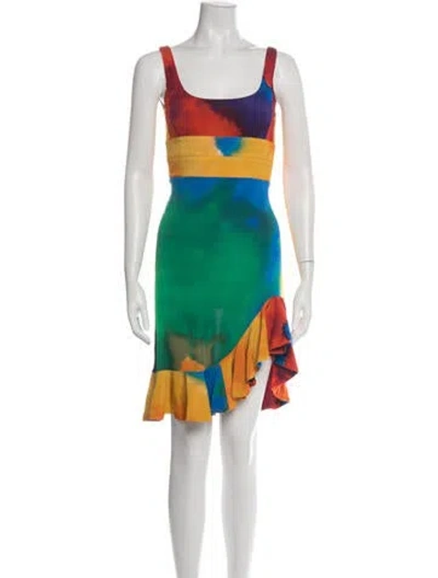 Pre-owned Rabanne Tie-dye Print Mini Dress In Green