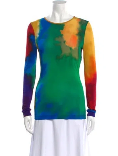 Pre-owned Rabanne Tie-dye Print Scoop Neck Sweatshirt In Green
