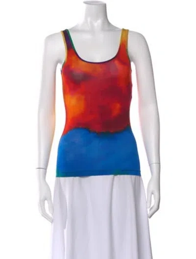 Pre-owned Rabanne Tie-dye Print Scoop Neck Top In Red