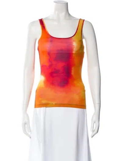 Pre-owned Rabanne Tie-dye Print Scoop Neck Top In White