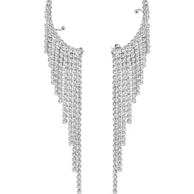 Rabanne Tiered Crystal Ear Crawlers In Silver