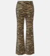 Rabanne Tiger-print Cotton Twill Flared Pants In Multicoloured