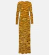 Rabanne Tiger-print Velvet Maxi Dress In Yellow