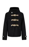 Rabanne Toggle Detailed Wool Blend Coat In Black