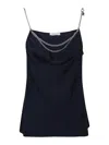 Rabanne Womens Deep Navy Chain-embellished Cowl-neck Satin Vest Top In Dark Blue