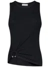 Rabanne Embellished Gathered Ribbed Stretch-cotton Jersey Tank In Black