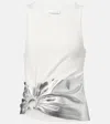 Rabanne Embellished Metallic Ribbed Stretch-cotton Jersey Tank In Weiss