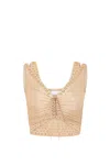 Rabanne Eyelet-embelishmet Layered Crop Top In Beige