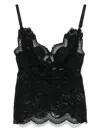 Rabanne Black Lace Top With V-neck  In Black