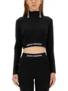 Rabanne Logo-underband Cropped Sweatshirt In Black