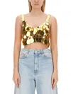 Rabanne Sequinned Cropped Top In Golden