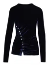 Rabanne Top Drappeggiato In Velluto In Blue