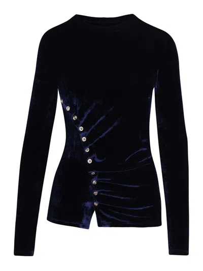 Rabanne Top Drappeggiato In Velluto In Blue